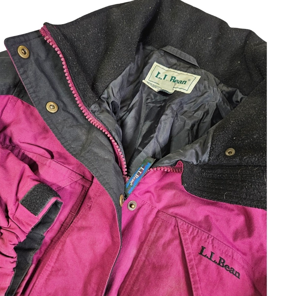 Vintage L.L. Bean Women's Primaloft Ski Parka P926 Medium Pink Black Jacket  Y2K